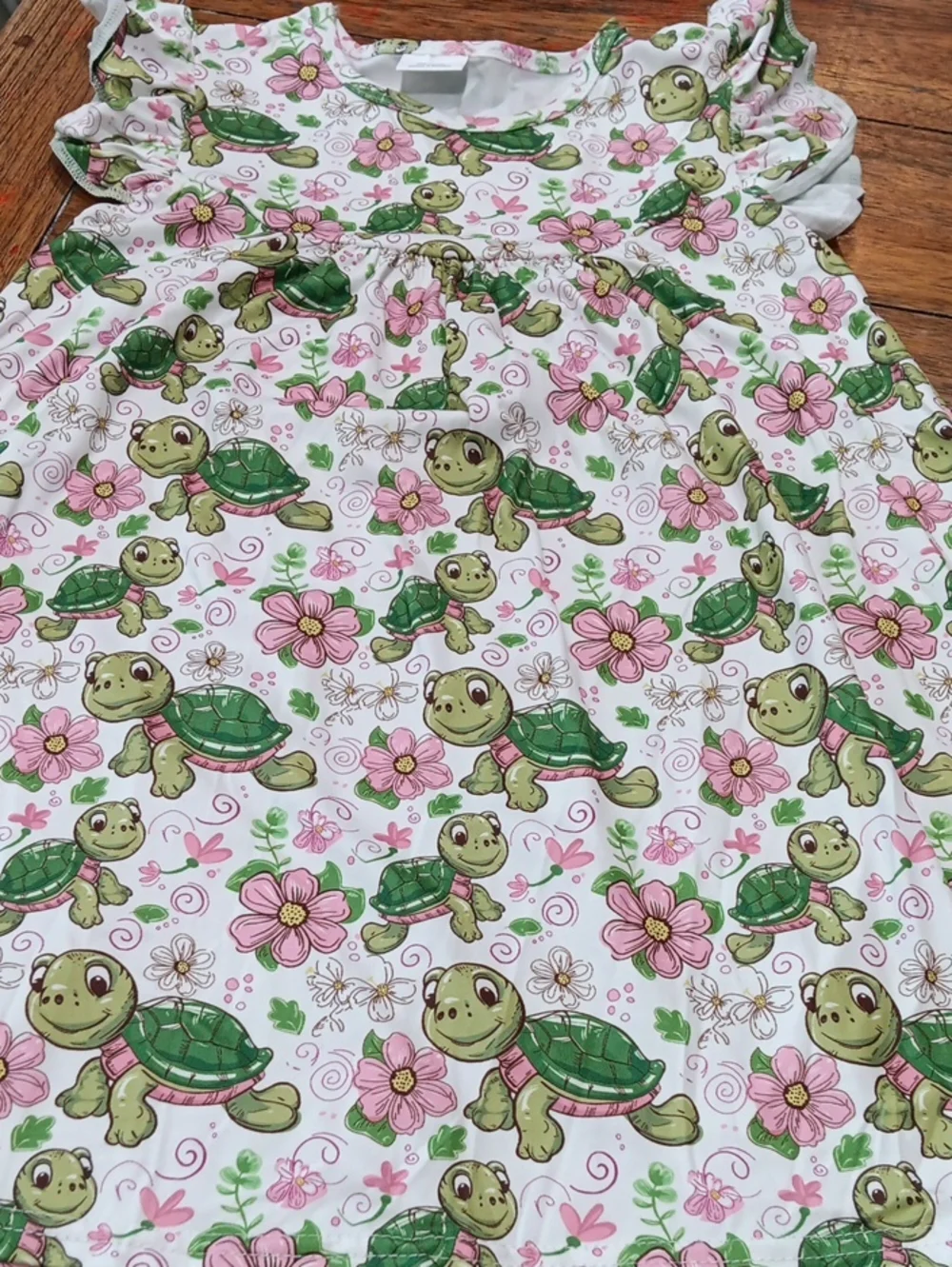 Cute Turtle & Pink Flower Polyester Dress